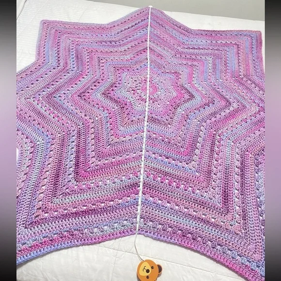 New Handmade Purple Star Crochet Blanket